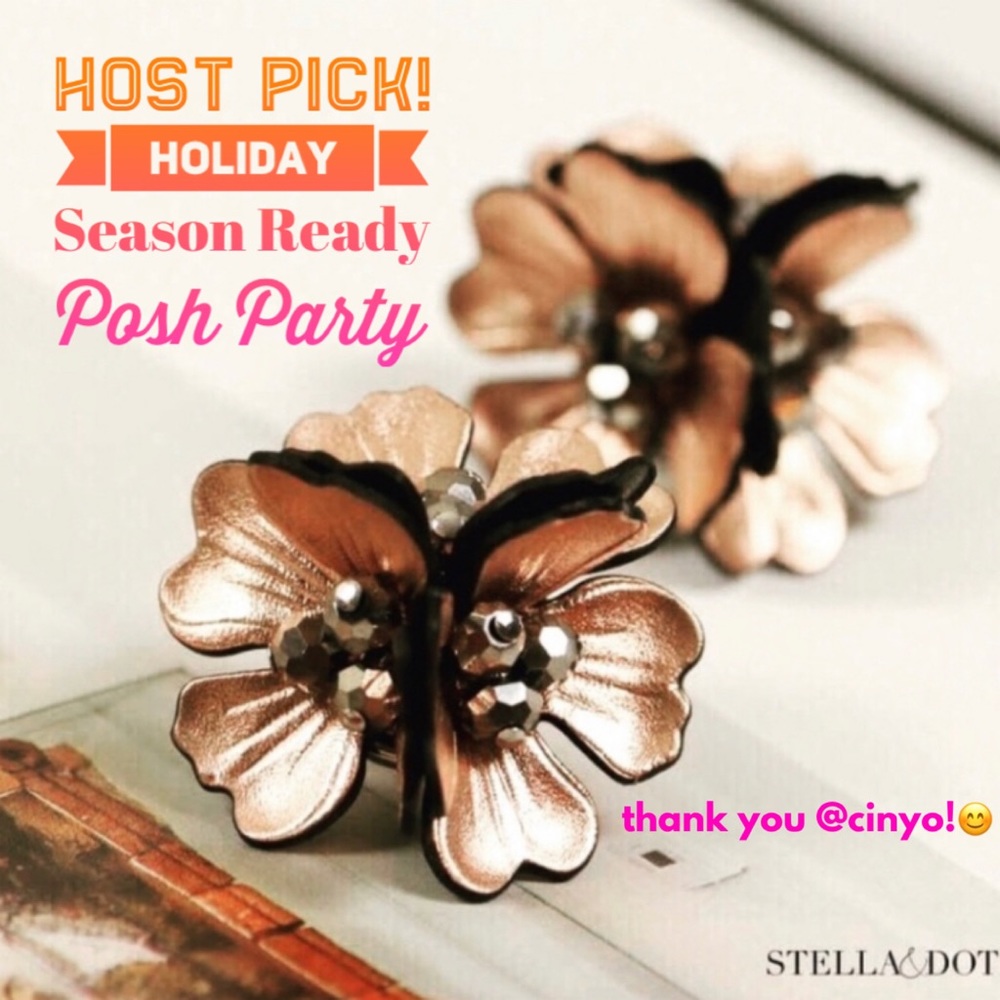 Stella & Dot | Retired Exquisite Leather & Rose Gold Juliana Statement E…